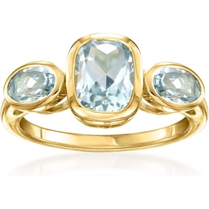image:imageRossSimons 260 ct tw Sky Blue Topaz 3Stone Ring in 18kt Gold Over SterlingTopaz