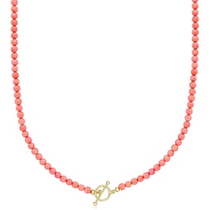 image:imageRossSimons 354mm Pink Coral Bead CharmCompatible Toggle Necklace in 18kt Gold Over SterlingCoral