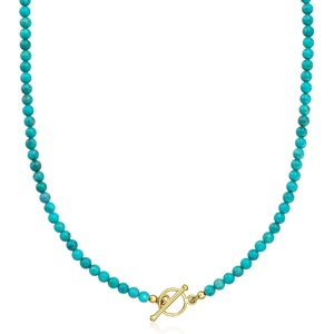 image:imageRossSimons 354mm Turquoise Bead CharmCompatible Toggle Necklace in 18kt Gold Over Sterlingstabilizedturquoise