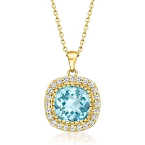 image:imageRossSimons 750 Carat Sky Blue Topaz Pendant Necklace With 110 ct tw White Topaz in 18kt Gold Over Sterling 18 inches