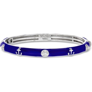image:imageRossSimons Belle Etoile Maritime Blue Enamel and 12 ct tw CZ Bangle Bracelet in Sterling Silver 7 inches