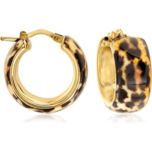 image:imageRossSimons Italian LeopardPrint Enamel Hoop Earrings in 18kt Gold Over Sterling