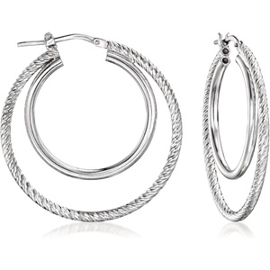 image:imageRossSimons Italian Sterling Silver DoubleHoop Earrings