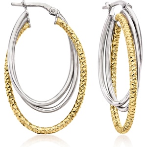 image:imageRossSimons Italian Sterling Silver and 18kt Gold Over Sterling TripleHoop Earrings