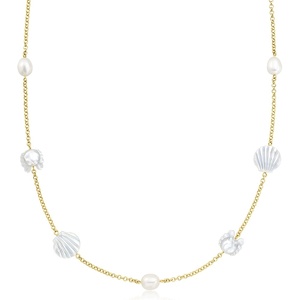 image:imageRossSimons MotherOfPearl and 885mm Cultured Pearl Sea Life Necklace in 18kt Gold Over Sterling 30 inches