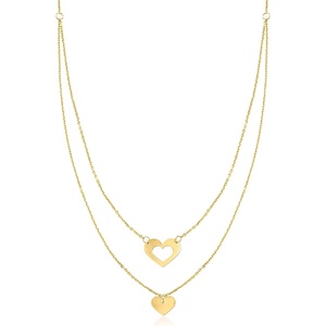 image:imageRossSimons Pure Collection Italian 14kt Yellow Gold DoubleHeart Layered Necklace 16 inches