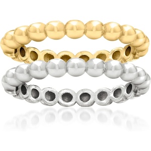 image:imageRossSimons Sterling Silver and 18kt Gold Over Sterling Jewelry Set 2 Beaded RingsNo Gemstone