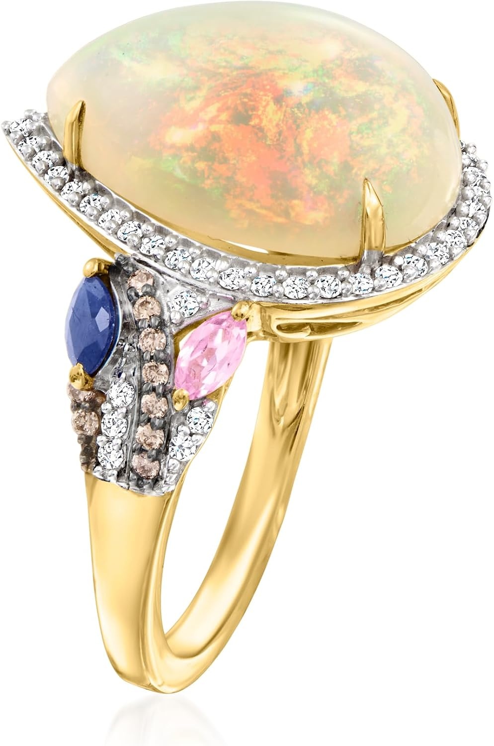 image:imageRossSimons Ethiopian Opal Ring With 38 ct tw Multicolored Diamonds and 20 ct tw Multicolored Sapphires in 14kt Yellow Gold Size 7