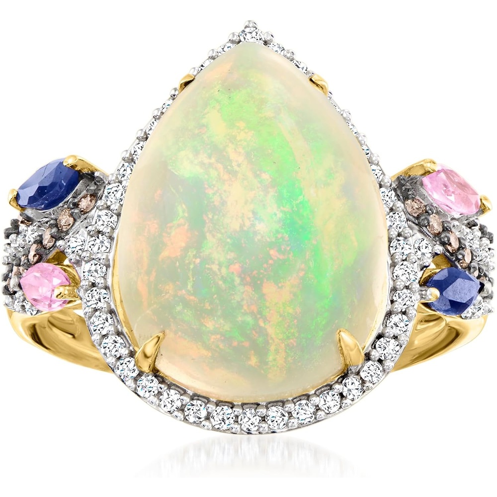 image:imageRossSimons Ethiopian Opal Ring With 38 ct tw Multicolored Diamonds and 20 ct tw Multicolored Sapphires in 14kt Yellow Gold Size 7