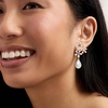 image:imageRossSimons 14kt Yellow GoldPlated and Pink Enamel Flower Earrings With Simulated Gemstones and Pearls