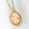 image:imageRossSimons Italian Orange Shell Floral Skull Cameo Pendant Necklace in 18kt Gold Over Sterling