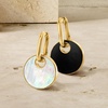 image:imageRossSimons MotherOfPearl and Onyx Reversible Hoop Drop Earrings in 18kt Gold Over Sterling