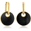 image:imageRossSimons MotherOfPearl and Onyx Reversible Hoop Drop Earrings in 18kt Gold Over Sterling