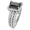 image:imageRossSimons Onyx 3Row Ring With White Topaz in Sterling SilverOnyx