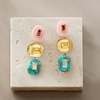 image:imageRossSimons Pink Opal Turquoise and 80 ct tw MultiGemstone Overlay Drop Earrings in 18kt Gold Over Sterling