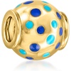 image:imageRossSimons Tonal Blue Enamel Dotted Bead Charm in 18kt Gold Over Sterling