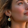 image:imageRossSimons Turquoise and 250 ct tw Citrine Sunflower Drop Earrings in 18kt Gold Over Sterling