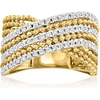 image:imageRossSimons 050 ct tw Diamond Beaded Crisscross Ring in 18kt Gold Over SterlingDiamond