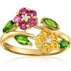 image:imageRossSimons 120 ct tw MultiGemstone Flower Bypass Ring With White Topaz in 18kt Gold Over SterlingCitrine