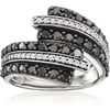 image:imageRossSimons 150 ct tw Black and White Diamond Bypass Ring in Sterling Silverdiamondcolored