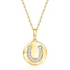 image:imageRossSimons Diamond Horseshoe Disc Pendant Necklace in 18kt Gold Over SterlingDiamond