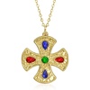 image:imageRossSimons Italian Multicolored Enamel Cross Necklace in 14kt Yellow Gold 18 inches