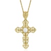 image:imageRossSimons MotherOfPearl Filigree Cross Pendant Necklace in 18kt Gold Over Sterling