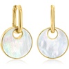 image:imageRossSimons MotherOfPearl and Onyx Reversible Hoop Drop Earrings in 18kt Gold Over Sterling