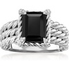 image:imageRossSimons Onyx 3Row Ring With White Topaz in Sterling SilverOnyx