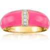 image:imageRossSimons Pink Enamel Dome Ring With Diamonds in 18kt Gold Over SterlingDiamond