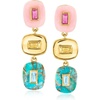 image:imageRossSimons Pink Opal Turquoise and 80 ct tw MultiGemstone Overlay Drop Earrings in 18kt Gold Over Sterling