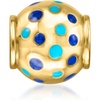 image:imageRossSimons Tonal Blue Enamel Dotted Bead Charm in 18kt Gold Over Sterling