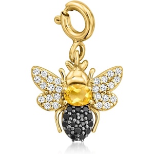 image:imageRossSimons 010 Carat Citrine and 10 ct tw White Topaz Bumblebee Charm With Black Spinel in 18kt Gold Over Sterling