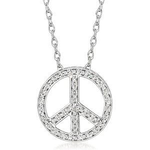 image:imageRossSimons 010 ct tw Diamond Peace Sign Pendant Necklace in Sterling SilverDiamond