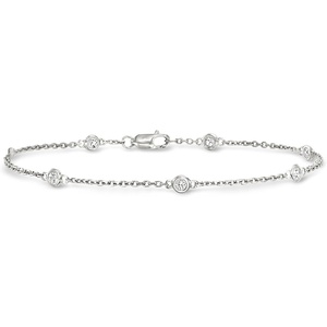 image:imageRossSimons 025 ct tw BezelSet Diamond Station Bracelet in Sterling SilverDiamond