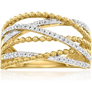 image:imageRossSimons 025 ct tw Diamond Beaded Highway Ring in 18kt Gold Over SterlingDiamond