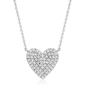 image:imageRossSimons 050 ct tw Pave Diamond Heart Necklace in Sterling SilverDiamond