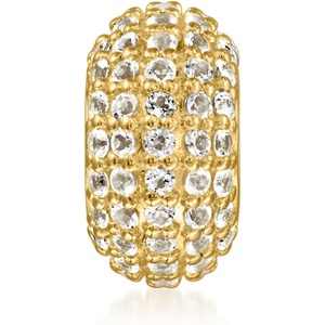 image:imageRossSimons 090 ct tw White Topaz Bead Charm in 18kt Gold Over Sterling