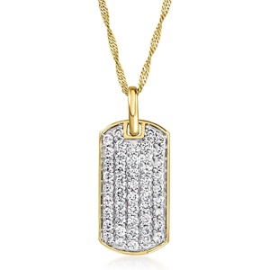 image:imageRossSimons 175 ct tw Pave LabGrown Diamond Dog Tag Pendant Necklace in 18kt Gold Over Sterling 18 inches