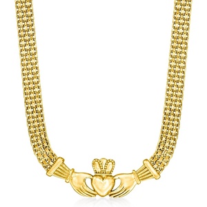 image:imageRossSimons 18kt Gold Over Sterling BismarkLink Claddagh NecklaceNo Gemstone