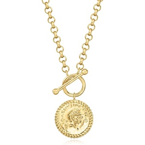 image:imageRossSimons 18kt Gold Over Sterling Coin Toggle NecklaceNo Gemstone