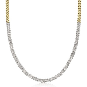 image:imageRossSimons 200 ct tw Diamond Leaf Necklace in 18kt Gold Over SterlingDiamond