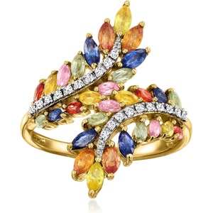 image:imageRossSimons 210 ct tw Multicolored Sapphire and 10 ct tw Diamond Ring in 18kt Gold Over SterlingSapphire