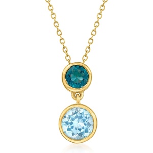 image:imageRossSimons 320 ct tw London and Sky Blue Topaz Pendant Necklace in 18kt Gold Over Sterling 18 inches