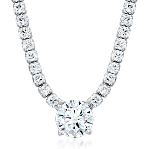 image:imageRossSimons 420 ct tw CZ SolitaireStyle Tennis Necklace in Sterling SilverCubic Zirconia