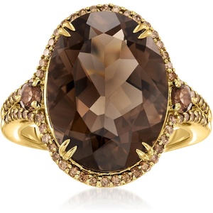 image:imageRossSimons 785 ct tw Smoky Quartz Ring With 36 ct tw Brown Diamonds in 14kt Yellow Golddiamondcolored