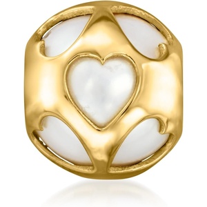 image:imageRossSimons 9510mm Cultured Pearl Heart Bead Charm in 18kt Gold Over Sterling