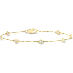 image:imageRossSimons BezelSet Diamond Station Bracelet in Sterling SilverDiamond
