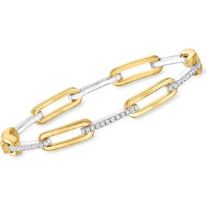 image:imageRossSimons Charles Garnier 100 ct tw CZ Paper Clip Link Bangle Bracelet in 2Tone Sterling Silver 75 inches