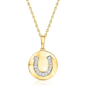 image:imageRossSimons Diamond Horseshoe Disc Pendant Necklace in 18kt Gold Over SterlingDiamond
